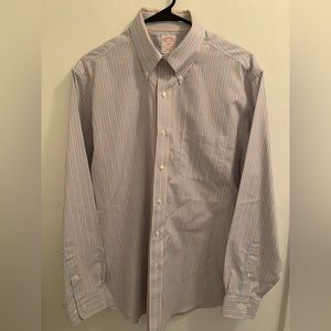 Brooks Brothers Men's 15.5-4/5 Regular Fit Long Sleeve Button Shirt Blue Stripes